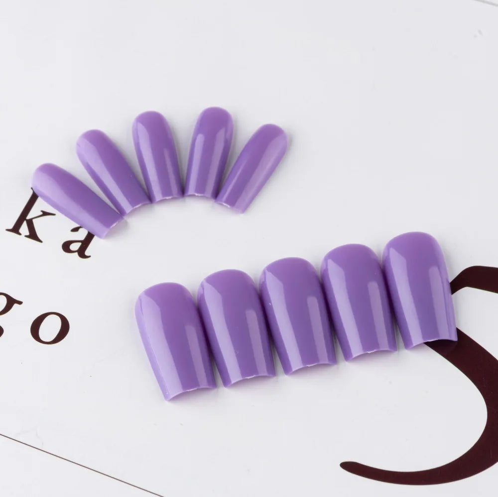 24 Pcs Solid Color Nail Tips Extension System Soft Gel Fake Nail Sculpted Square Full Cover Press on Nail Tips Artificial Nails