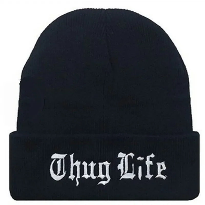 1pcs New West Beach Gangsta THUG LIFE Winter Warm Fashion Beanies Knitted Bonnet Skullies Caps Hip Hop Gorros Knit Hat Bonnets