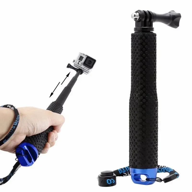 Extendable Pole Mini Selfie Stick Waterproof Monopod Blue for GoPro Hero13/12/11/10/9/8 Action Video Cameras Outdoor Photography