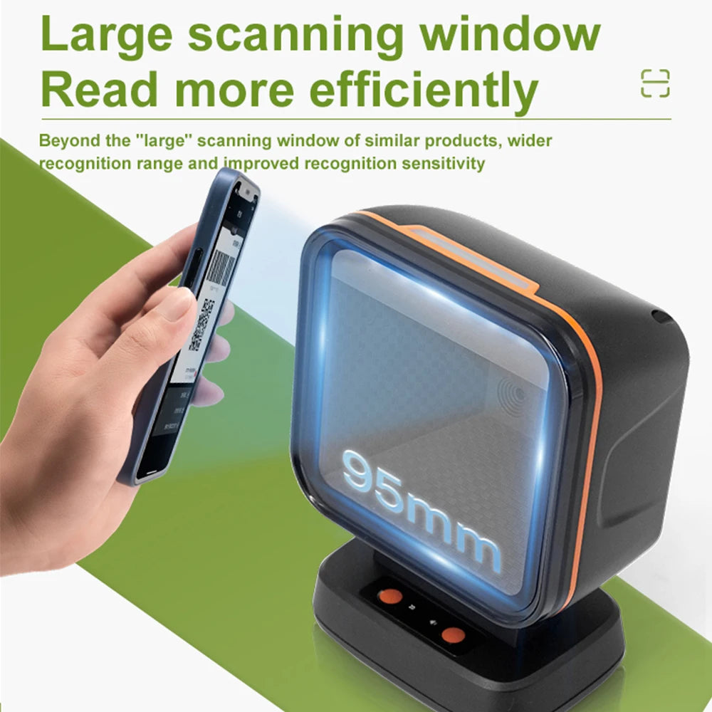 2D Barcode Scanner Gobal exposure Desktop Flat Hands-free High-performance Scanning Platform 1D 2D QR code Reader for Retail Pay