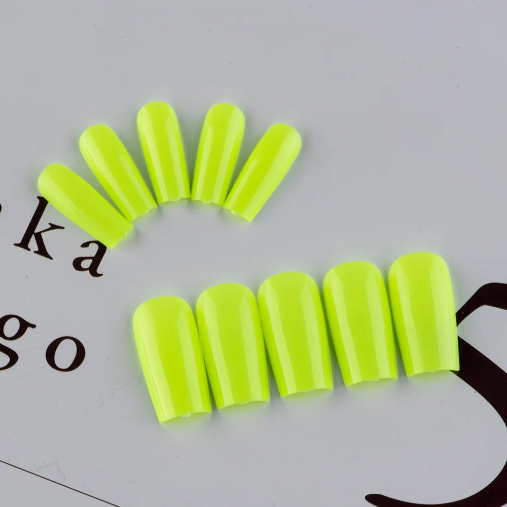 24 Pcs Solid Color Nail Tips Extension System Soft Gel Fake Nail Sculpted Square Full Cover Press on Nail Tips Artificial Nails