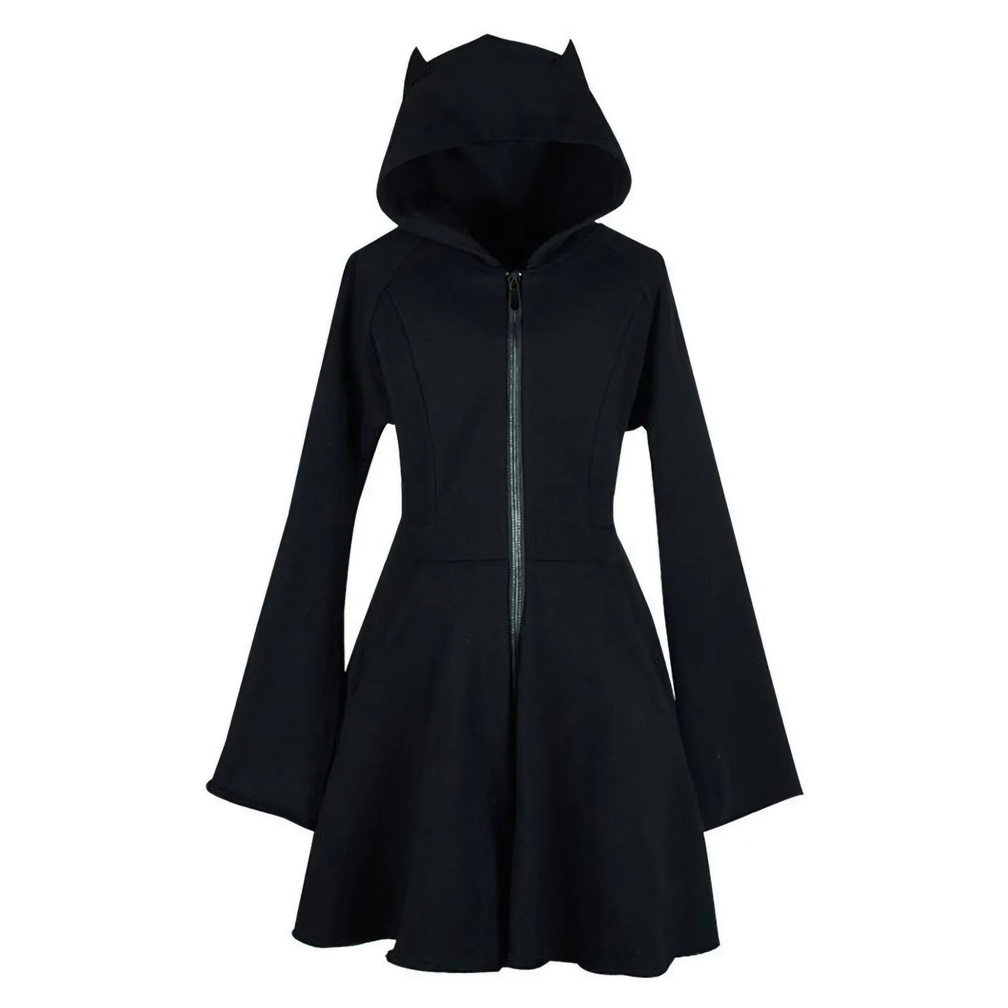Gothic Hoodies Women Retro Harajuku Hip Hop Jacket Cat Ear Zip Up Long Sweat Dress Casual Loose Sweatshirt Clothes Y2k Tops