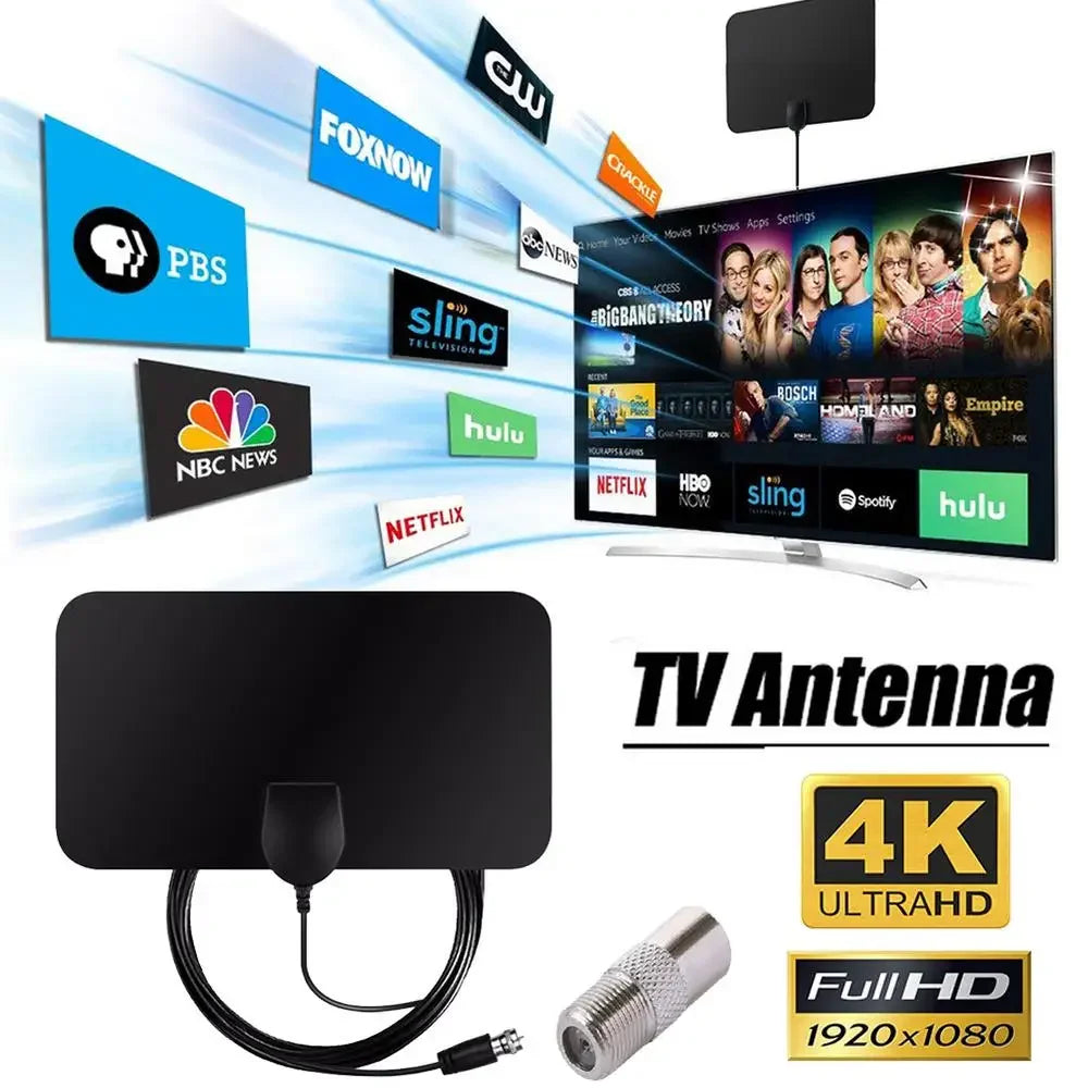 High Quality 4K High Gain HD TV DTV Box Digital TV Antenna 980 Miles Booster Active Indoor Aerial HD Flat Design
