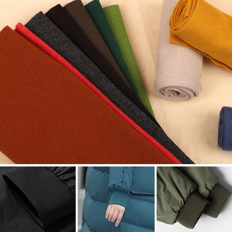 40cm Elastic Rib Cuffs Knitted Fabric Sweater Garment Cuffs Trouser Legs Seamlessly Repair Lengthening Sewing Accessories