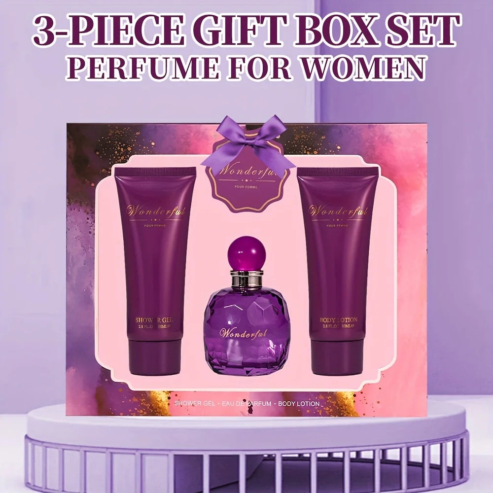 Bath and Body Gift Set for Women & Girls 1.7fl.oz Eau de Parfum Spray 2.8fl.oz Shower Gel 2.8fl.oz Body Lotion Women's Fragrance