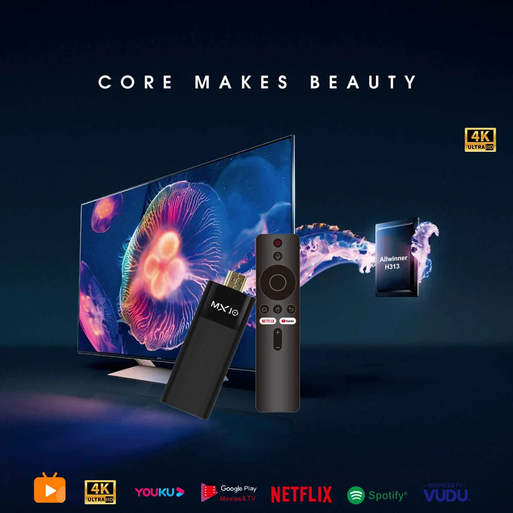 MX10 F3 Android 13 TV Stick HDR Set Top OS 4K 1080P H313 ATV Smart TV Sticks For Google YouTube Smart Media Player