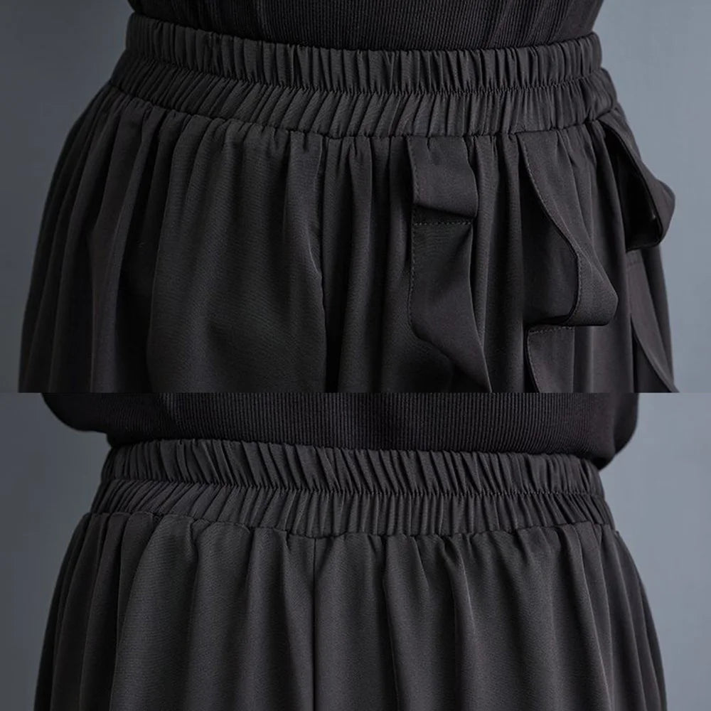 Y2k Gothic Ribbon Pants Skirt Harajuku Casual Pants Skirt Summer Genderless Streetwear Elegant Hakama Men'S Clothing Unisex 2024