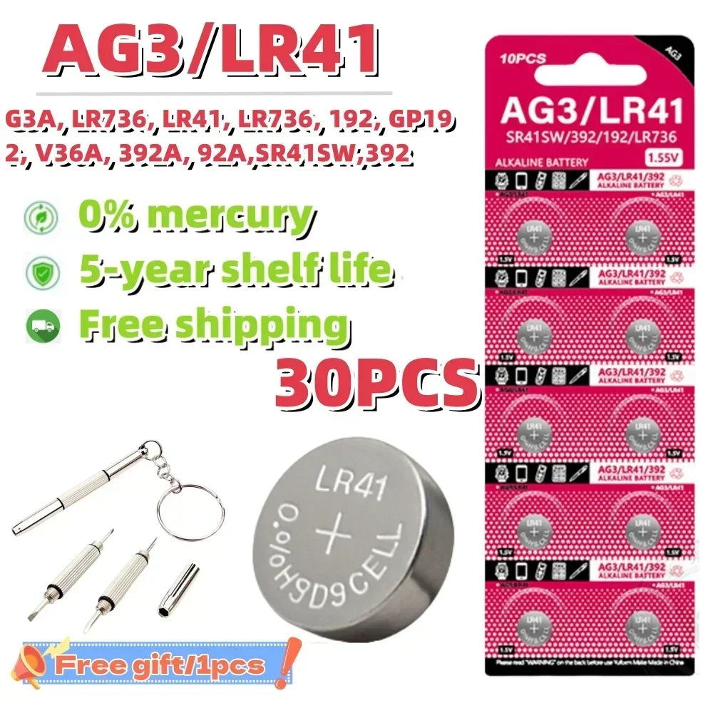 10-100Pcs High Capacity LR41 Alkaline Batteries AG3 L736 392 384 192 Premium 1.5V Button Coin Cell Batteries for Medical devices