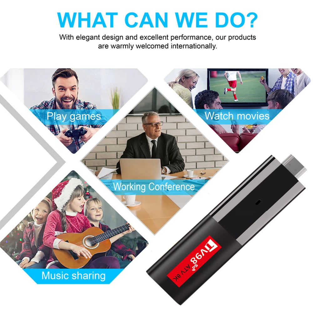 ATV Smart TV Stick Android 14 Support HD 8K Video 4K BT5.0 WiFi 6 Allwinner H618 Quad Core Cortex A53 Voice Remote Smart TV Box