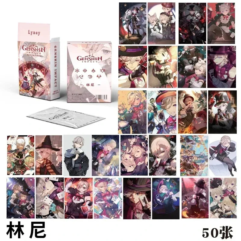 Hot Game Impact 50PCS/Set Decor Laser Lomo Card Photocard HD Double-sided Small Album Photo Card For Fans Collection Postcard