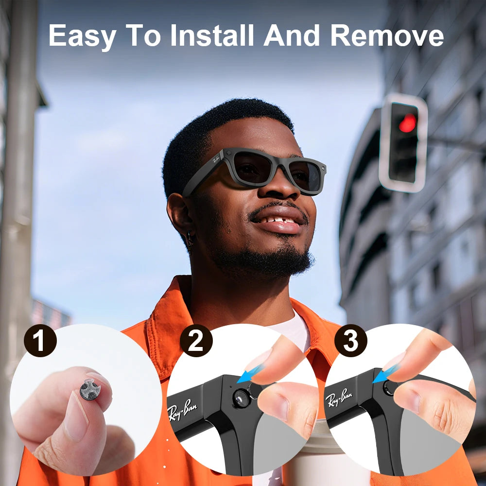 HIBLOKS For Ray-Ban Meta Wayfarer RW4008/RW4006 Skyler RW4010 RW4009/RW4009F AI intelligent Glasses Record Video Shading Sticker