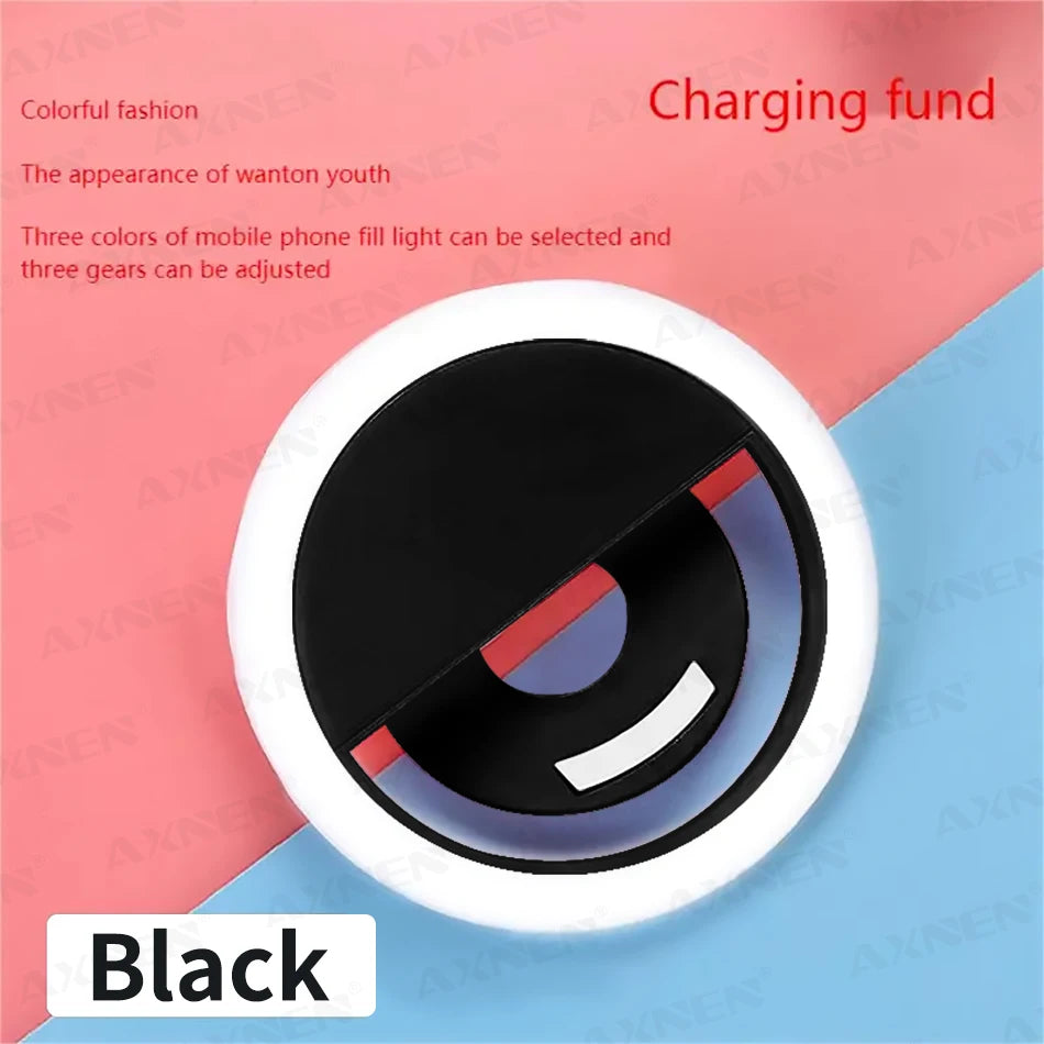 LED Light Ring with USBcharging Phone Lens Selfie Light Mini Circular Fill Light Clip Compatible with iPhone Samsung Xiaomi Poco