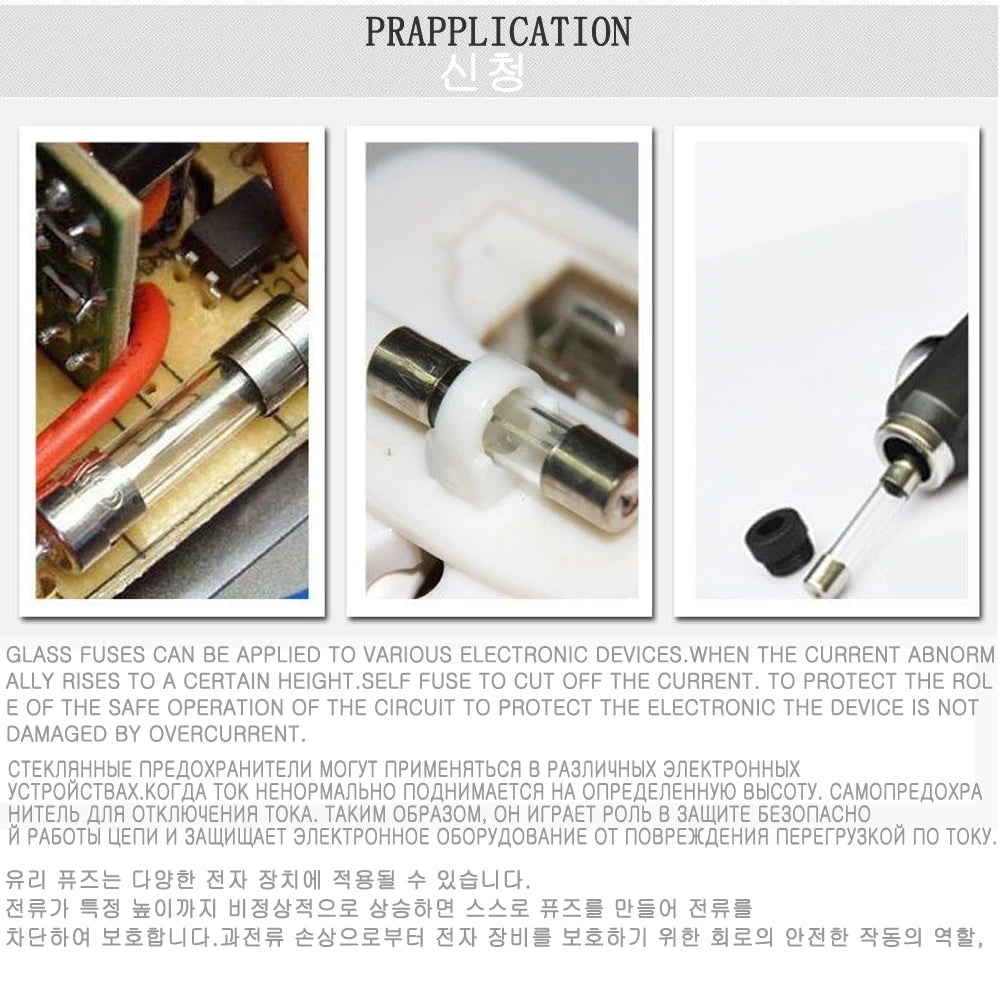 10PCS Fast Quick Blow Glass Tube Fuse 5x20mm 250V F0.2A 0.5A 1A 2A  3A 5A 6A 8A 10A15A Quick Blow Glass Tube Fuse Assorted Kits