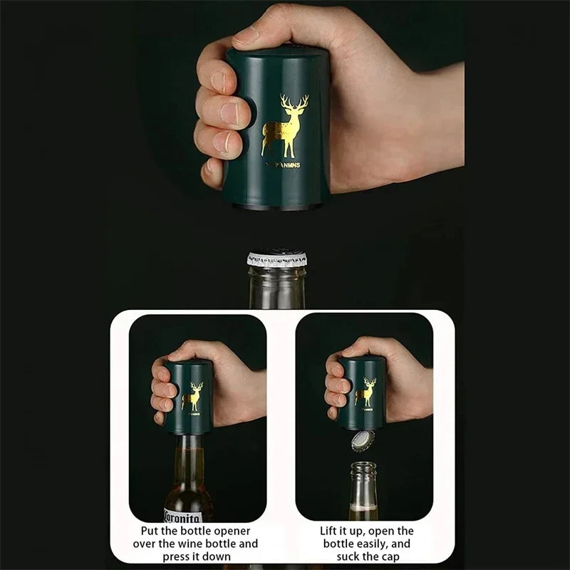 Magnetic Automatic Beer Bottle Opener Kitchen Stainless Steel Press Lid Beer Corkscrew Tools Portable Bar Gadgets