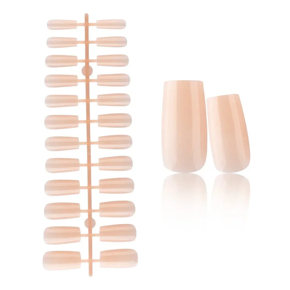 24 Pcs Solid Color Nail Tips Extension System Soft Gel Fake Nail Sculpted Square Full Cover Press on Nail Tips Artificial Nails