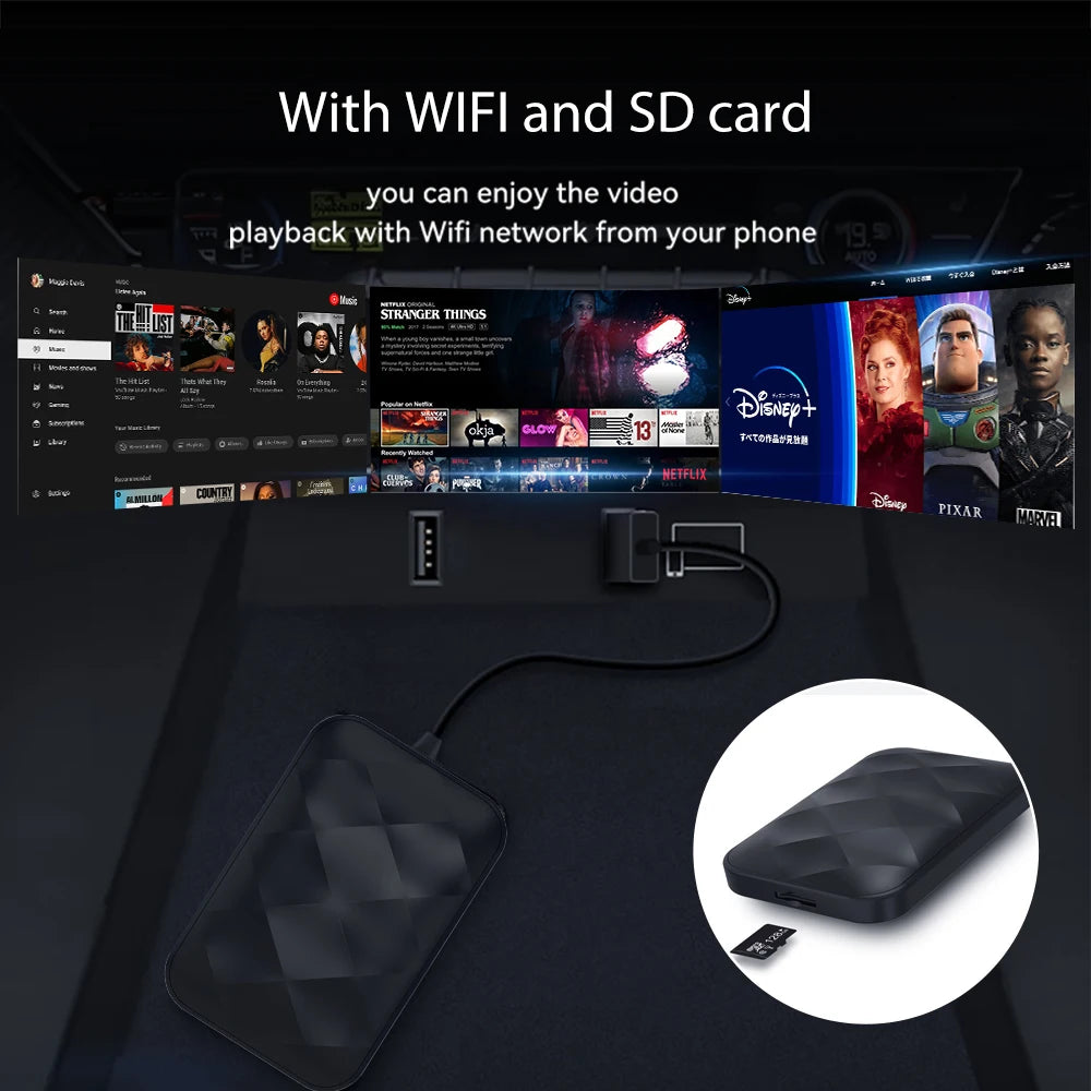 New 2025 Android 14 3In1 CarPlay Ai Box Wireless Android Auto USB Adapter For Youtube Netflix Universal TV Box Plug And Play
