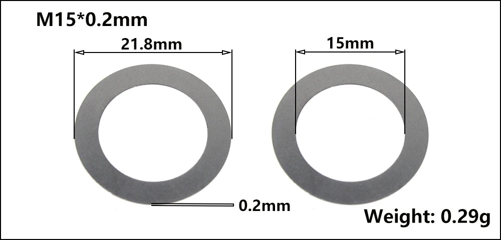 HEPPE MTB Road Bike Thru Axle Washer M12 M15 Axle Spacer Bike Hub Tube Shaft Skewer Spacer 0.5/1/2/3/4/7.5mm Thickness