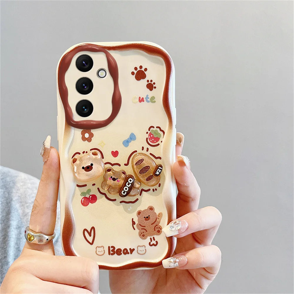 Kuromi Rabbit Phone Case For Samsung Galaxy A10S A71 A72 A73 F04 F12 F54 M04 M12 M22 M32 M54 5G Flowers Wrist Strap Curly Cover