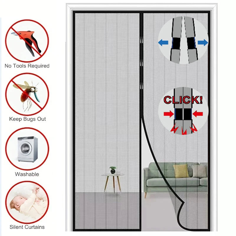 1PC New Magnetic Screen Door Curtain Anti-Mosquito Net Fly Insect Screen Mesh Automatic Closing 4 Size Easy Installation