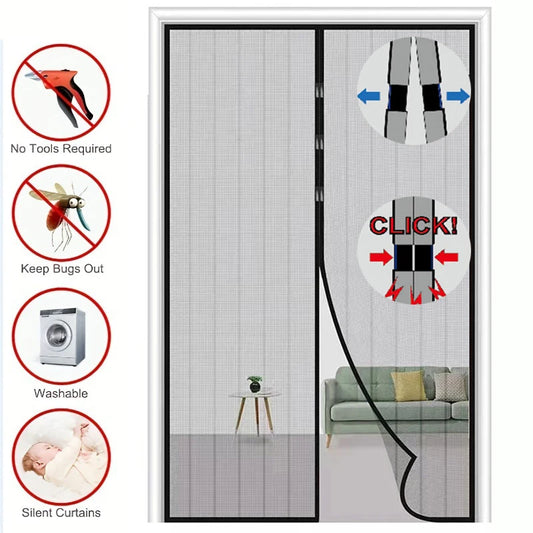 1PC New Magnetic Screen Door Curtain Anti-Mosquito Net Fly Insect Screen Mesh Automatic Closing 4 Size Easy Installation