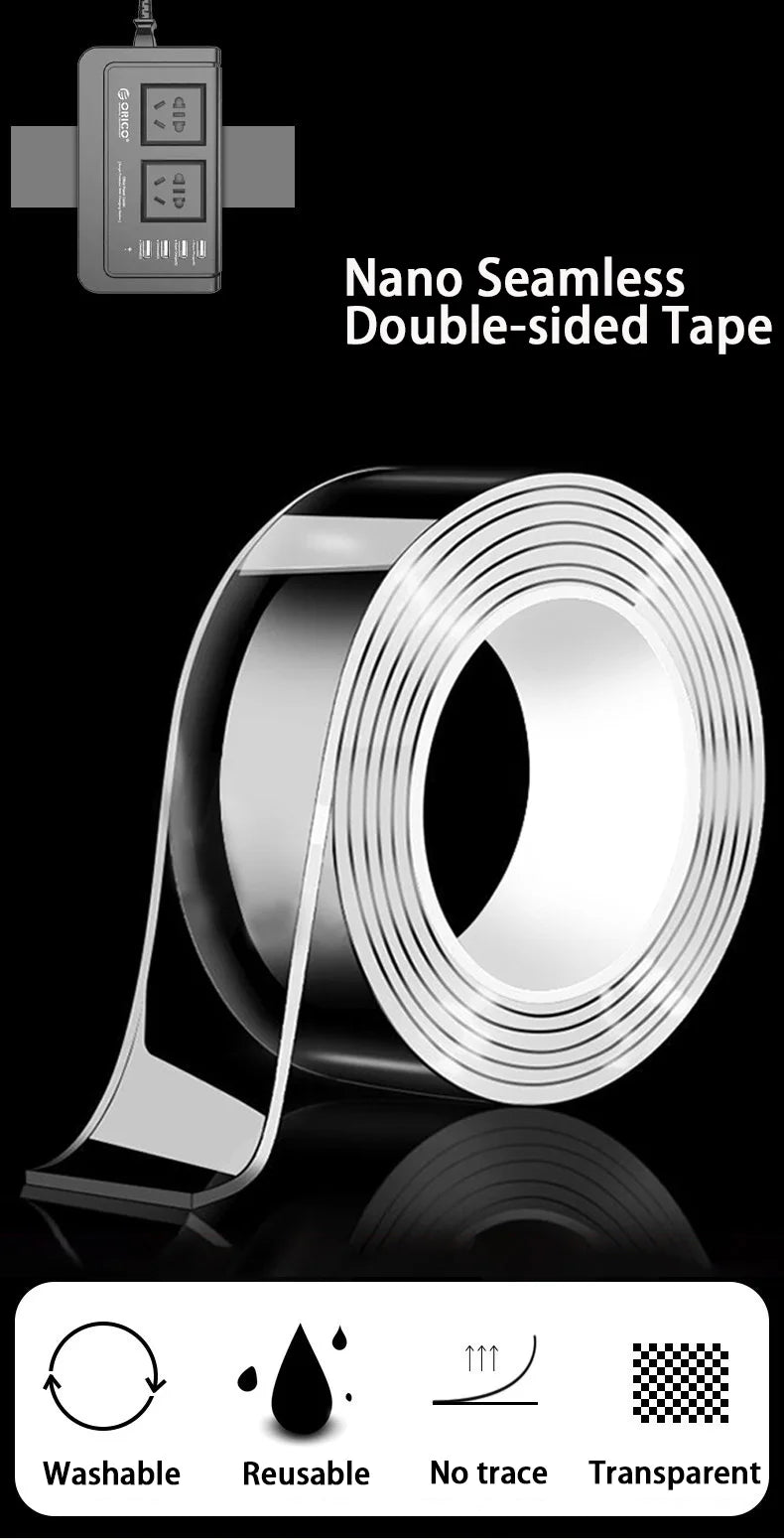 Nano Double sided Adhesive Tape Extra Strong Waterproof Transparent Traceless Tape Thickened Reusable Decorative Tape Home Tools