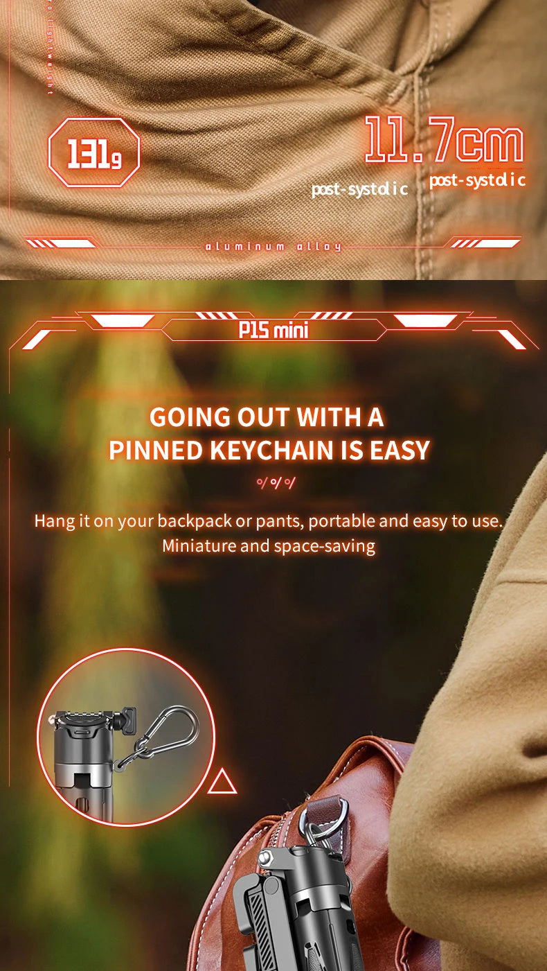 P15Mini Selfie Stick Tripod 3 in 1  Extendable Grip Phone Tripod with Detachable Remote for Vlog Livestreaming Photography