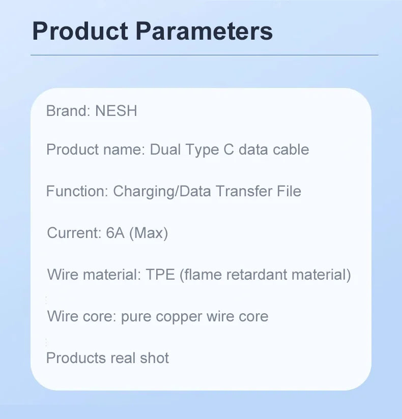 66W 6A Fast Charging USB Type C Cable For  Xiaomi 13 Huawei  P30 Notebook Dual USB C Fast Charger Cable Data Cables