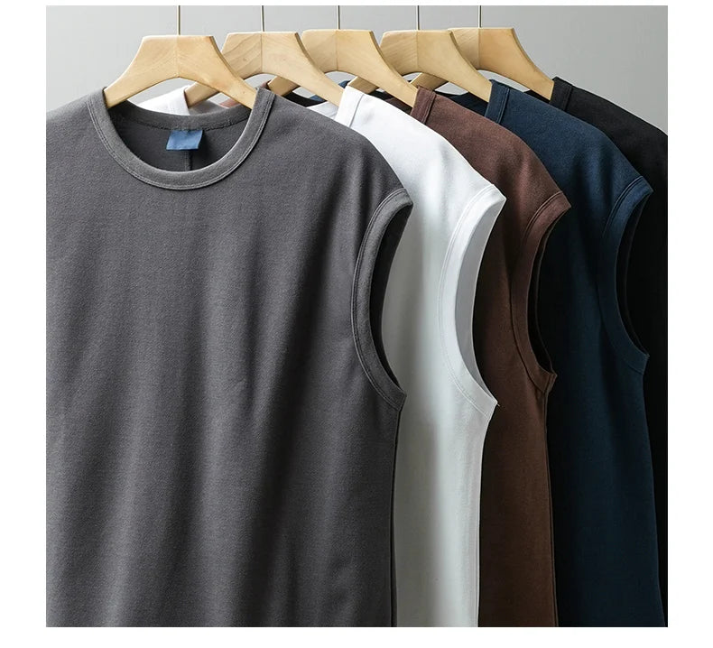 DUKEEN Heavyweight Pique Fabrics Tank Top Men 2024 Summer Sports Fitnesssleeveless T-Shirt Loose Solid Color Tops