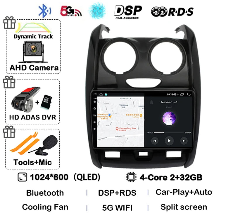 Android 14 Carplay Auto Car Radio For Renault Duster 2015 2016 2017 2018 2019 2020 Multimidia Video Player GPS 4G+WIFI Stereo BT