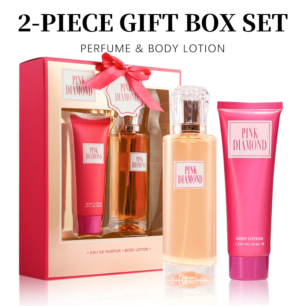 Eau de Parfum Spray and Body Lotion Gift Set Women's Fragrance Sets 3.4fl.oz EDP Spray and  2.8fl.oz Body Lotion PINK DIAMOND 2