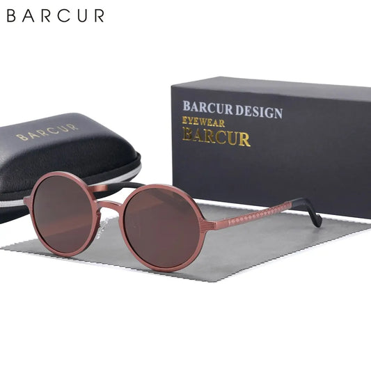 BARCUR Hot Black Goggle Male Round Sunglasses Luxury Brand Men Glasses Retro Vintage Women Sun Glasses UV400 Eyewear