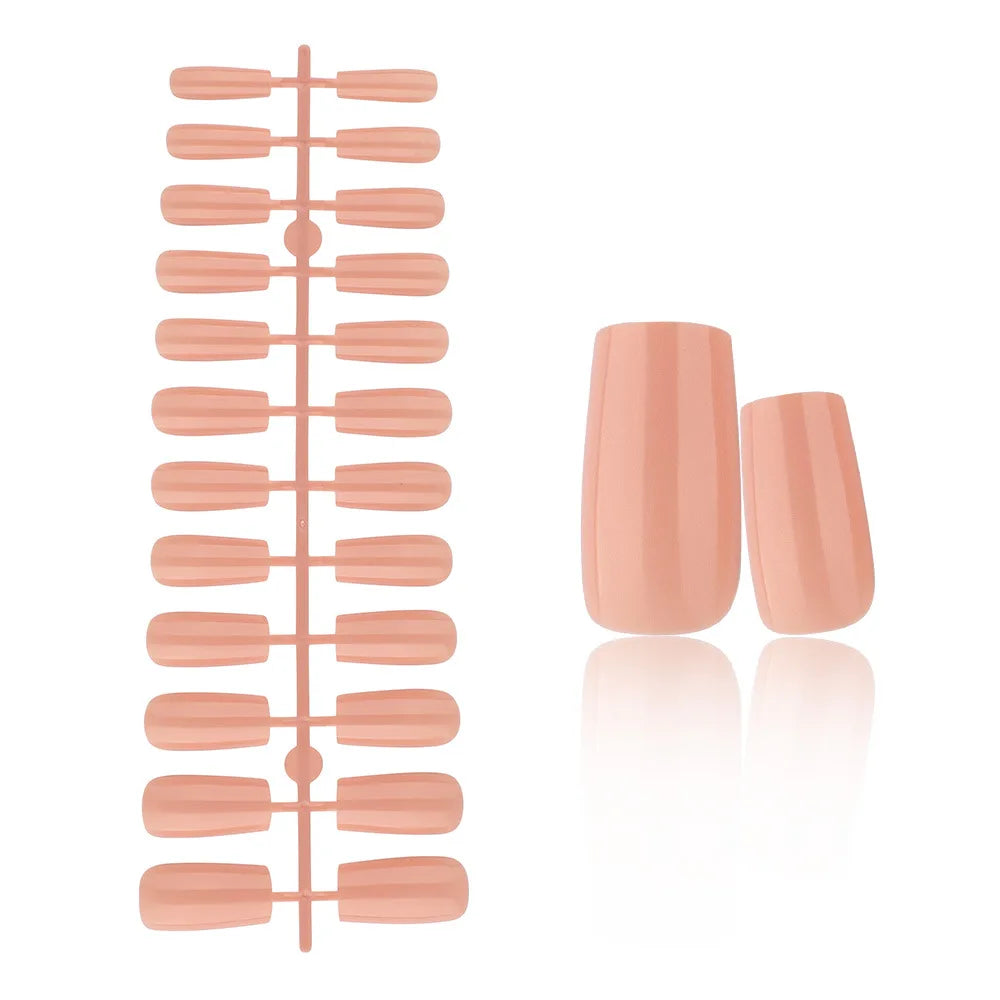 24 Pcs Solid Color Nail Tips Extension System Soft Gel Fake Nail Sculpted Square Full Cover Press on Nail Tips Artificial Nails