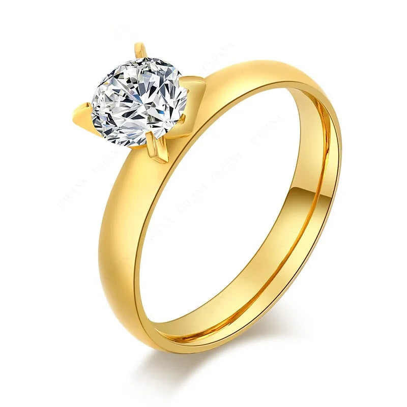 QianBei Fashion 4mm Width Stainless Steel Simple Smooth Circles Rings For Women Men Gifts Jewelry Size 7-11