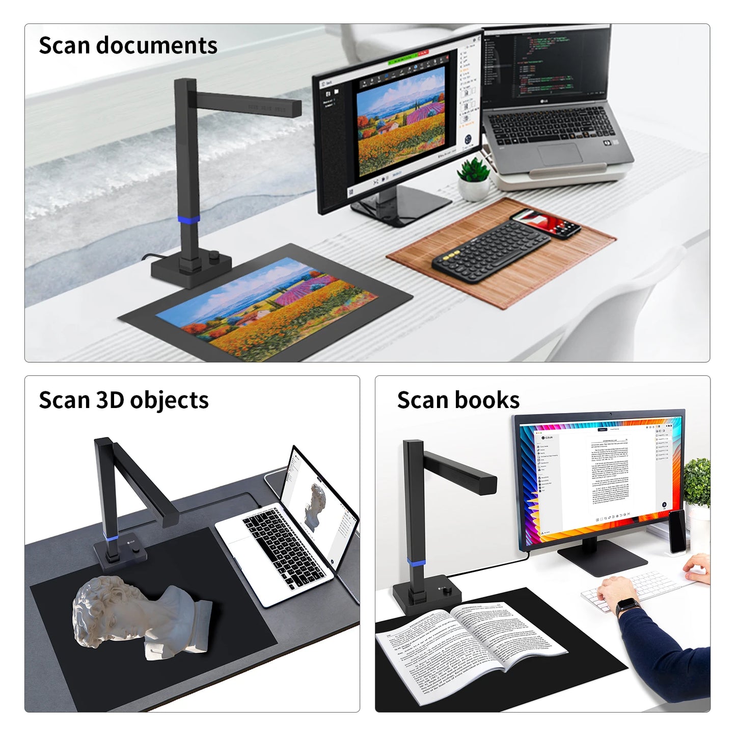 CZUR Shine Series Document Scanner, Portable USB Document Camera, Capture Max A3 Format with Fast Scan for Meeting and Learning