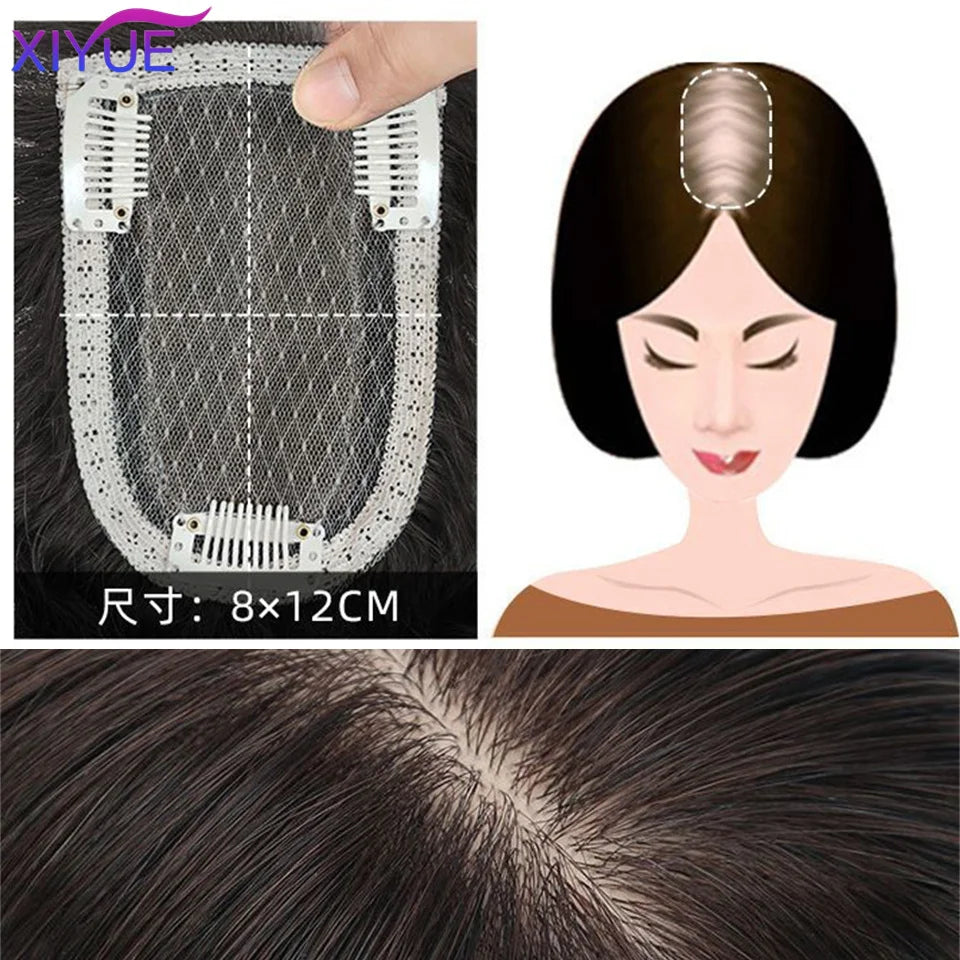 3D Bangs Invisible Seamless Head Hair Water Ripple Hair Air Bangs Head Overhead Natural Invisible Replacement Cover White Hair