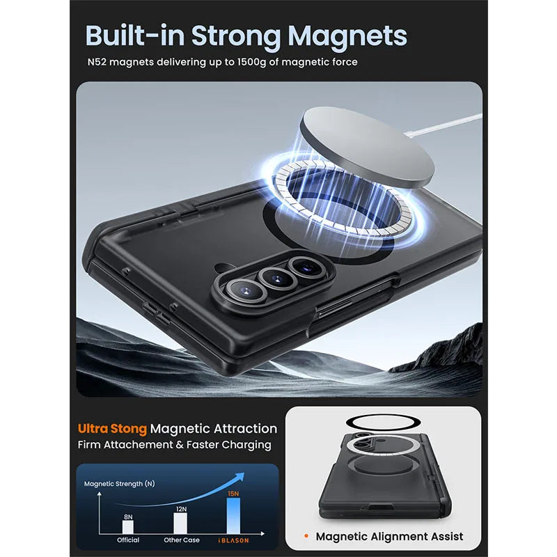 For Samsung Galaxy Z Fold 7 Case I-BLASON Cosmo Full Protective Hinge Protection Magnetic Case With MagSafe Stand & S Pen Holder