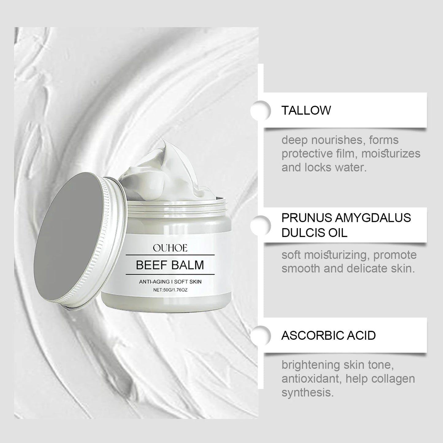 Beef Fat Wrinkle-reducing Cream Vitamin C Moisturizing Cream Deep Cleansing and Hydrating Natural and Additive-free Skin Care