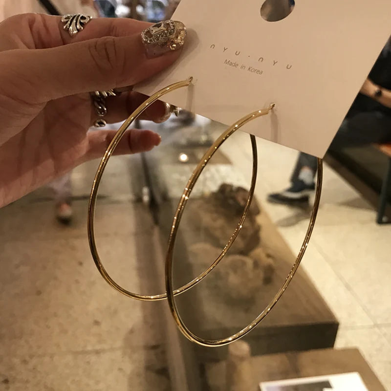 1Pairs Stainless Steel Simple Circle Hoop Earrings for Women Punk Big Earring Gold Silver Color Circle Women Girls Jewelry Gifts