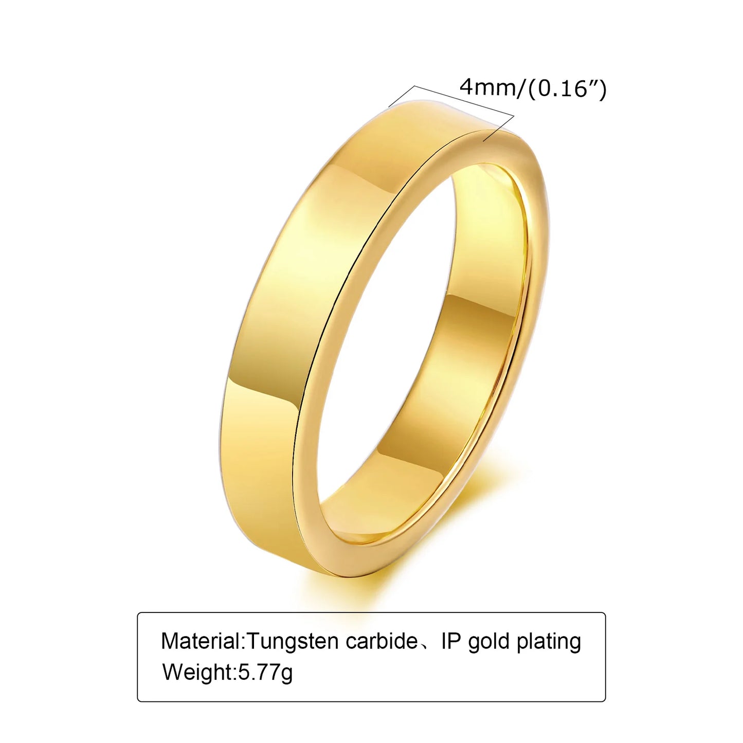 Basic 2/4/6 MM Wide Wedding Couple Ring for Women Men, PVD Gold Color Tungsten Carbide Finger Bands Jewelry