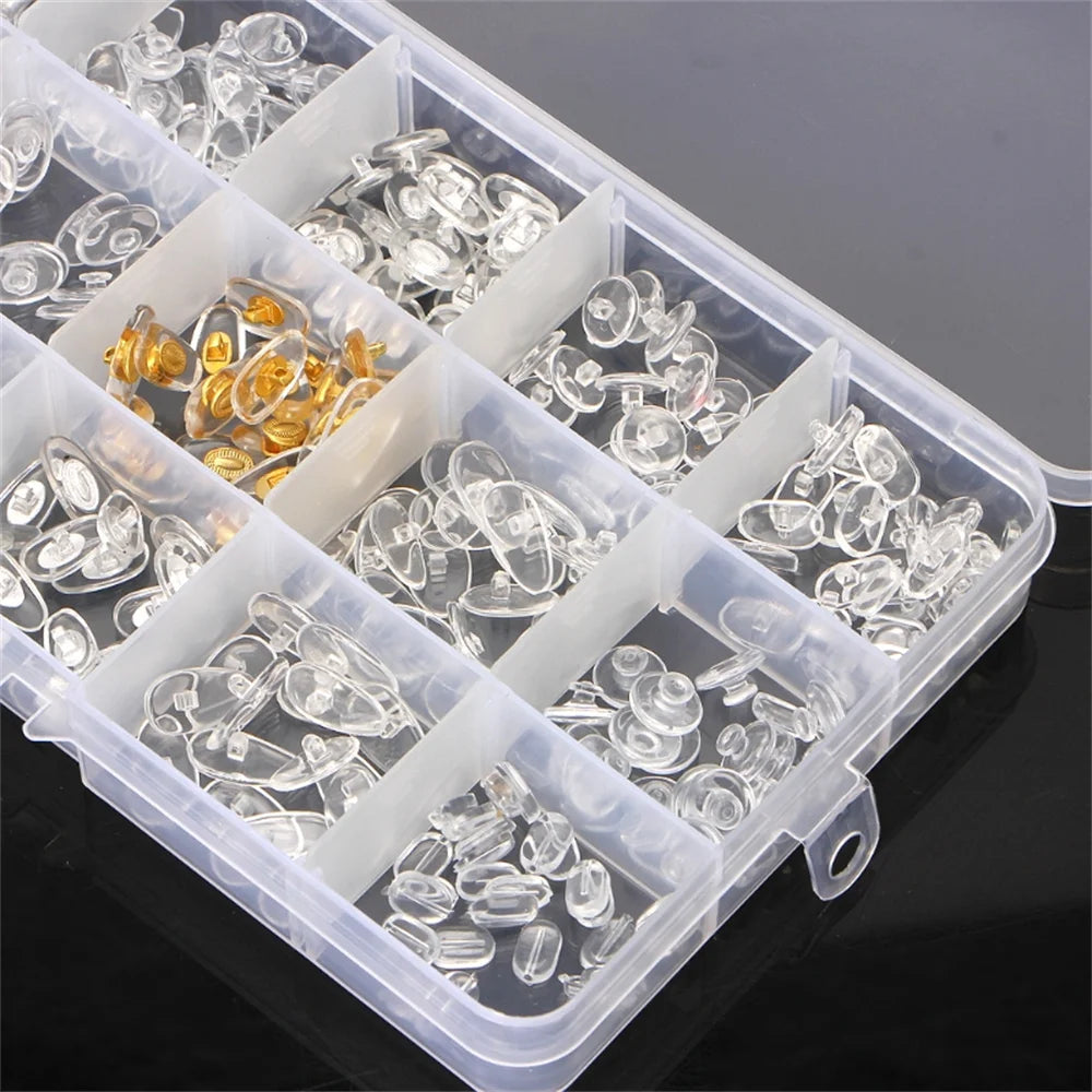 300Pcs/Box Professional Silicone Eyeglass Sunglasses Spectacles Screw On Nose Pads Repair Tool Set Eyewear Glasses Accessories