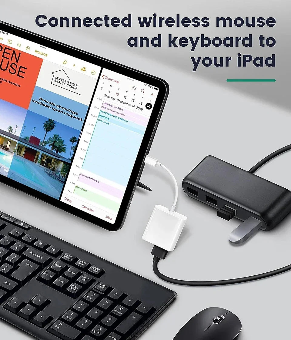 OTG Adapter For iPhone 16 15 14 13 12 Pro Max XR 8 Plus 8 Pin To USB Cable 3.0 Converter For Mouse Keyboard Camera Card Reader