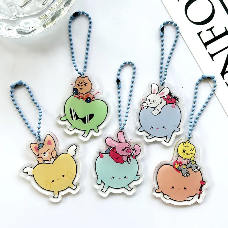 Kpop Group Keychain Toys Cartoon Animal Doll Rabbit Fox Dog Key Chain Pendant Kids Adults Fans Accessories Gift