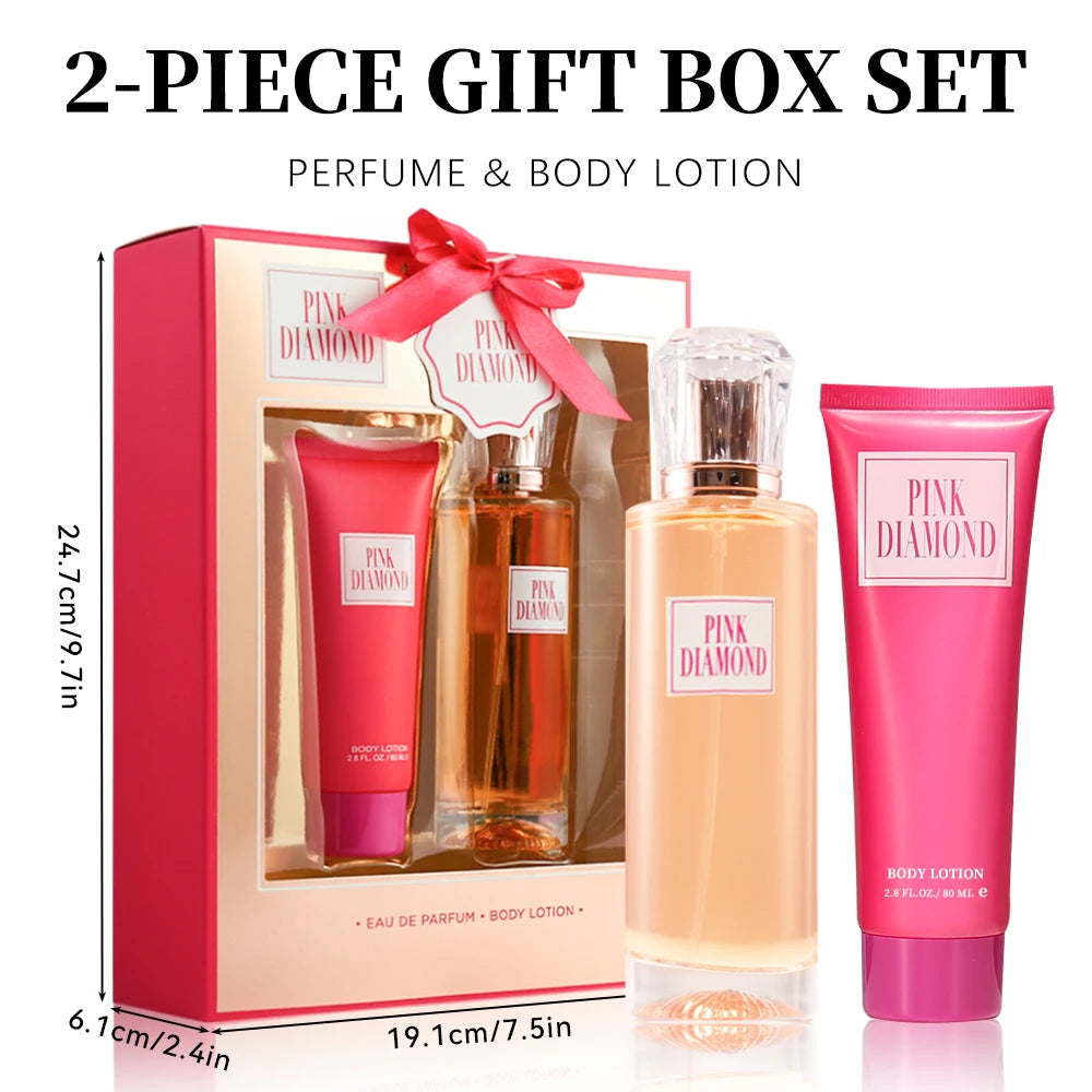 Eau de Parfum Spray and Body Lotion Gift Set Women's Fragrance Sets 3.4fl.oz EDP Spray and  2.8fl.oz Body Lotion PINK DIAMOND 2