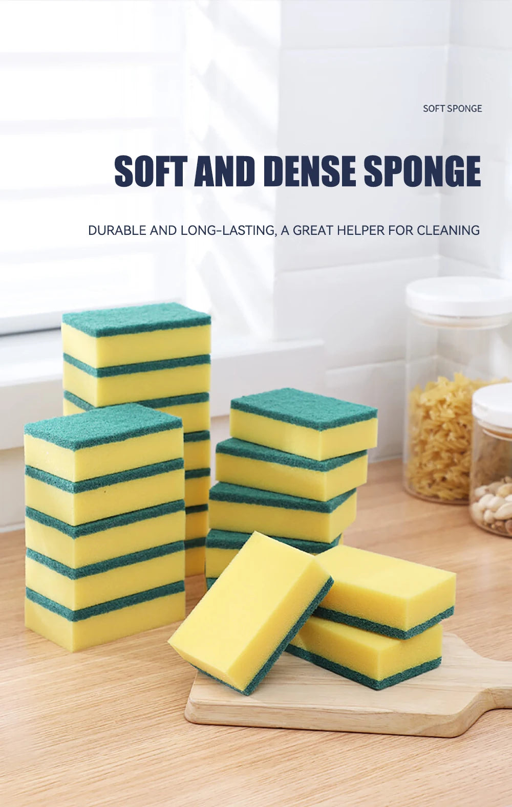Dishwashing Sponge Reusable Kitchen Cleaning Scouring Pad Washable Scrub Sponge Eco Non-Scratch for Washing Dishes Magic Sponge
