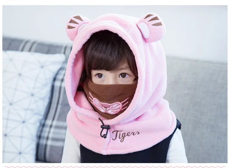 Lemonkid Kids Cartoon Animal Masked Hat Children Autumn Winter Warm Caps Child Girls Beanie Hats Boys Cycling Windproof Cap