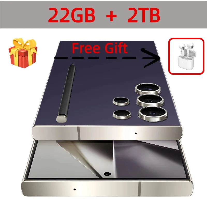 2025New S24 Ultra 7.3HD Cellphones Global Version 4G 5G Original Smartphone Dual SIM Android 14 Cell Phone 8000mAh Mobile Phones