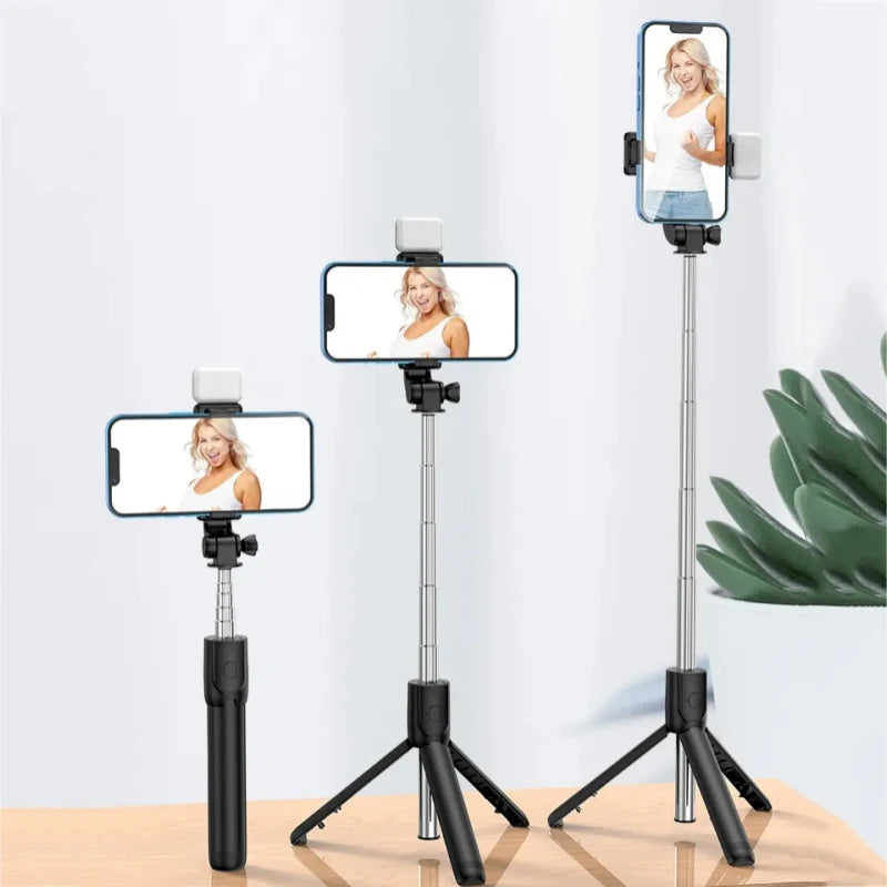 Expandable 3-in-1 Selfie Stick Tripod With Detachable BT Wireless Remote Compatible With Most Of Phones Lightweight Tripod Stand