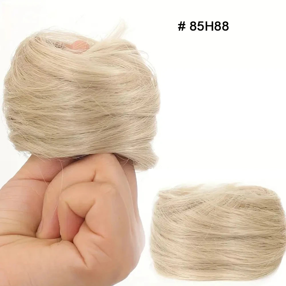 1Pc Synthetic Hair Bun Straight Chignon Elastic Rubber Band Fake Hair Clip in on Hair Tail Extension Updo Hair Piece Ponytail