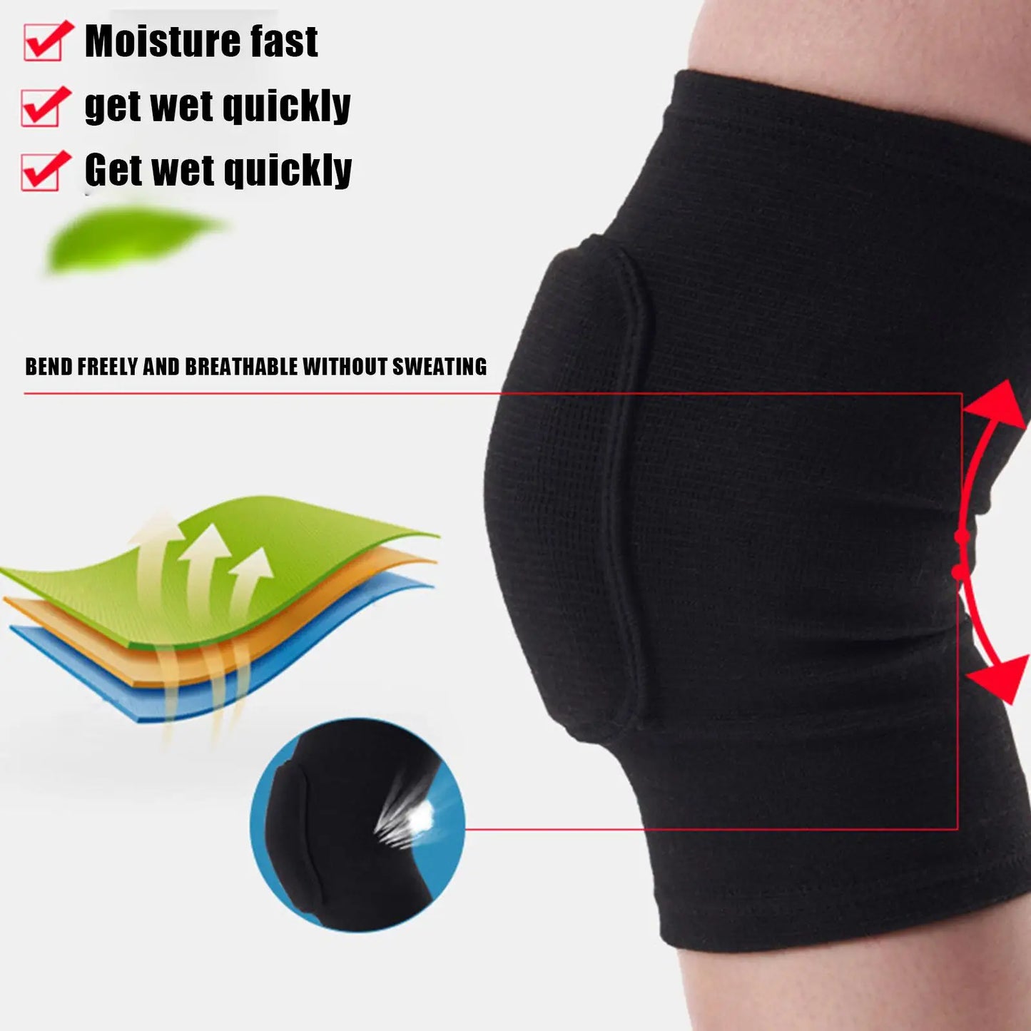 2pcs/set Sports Compression Knee Pads Elastic Knee Protector Thickened Sponge Knees Brace Support For Dancing Workout Training