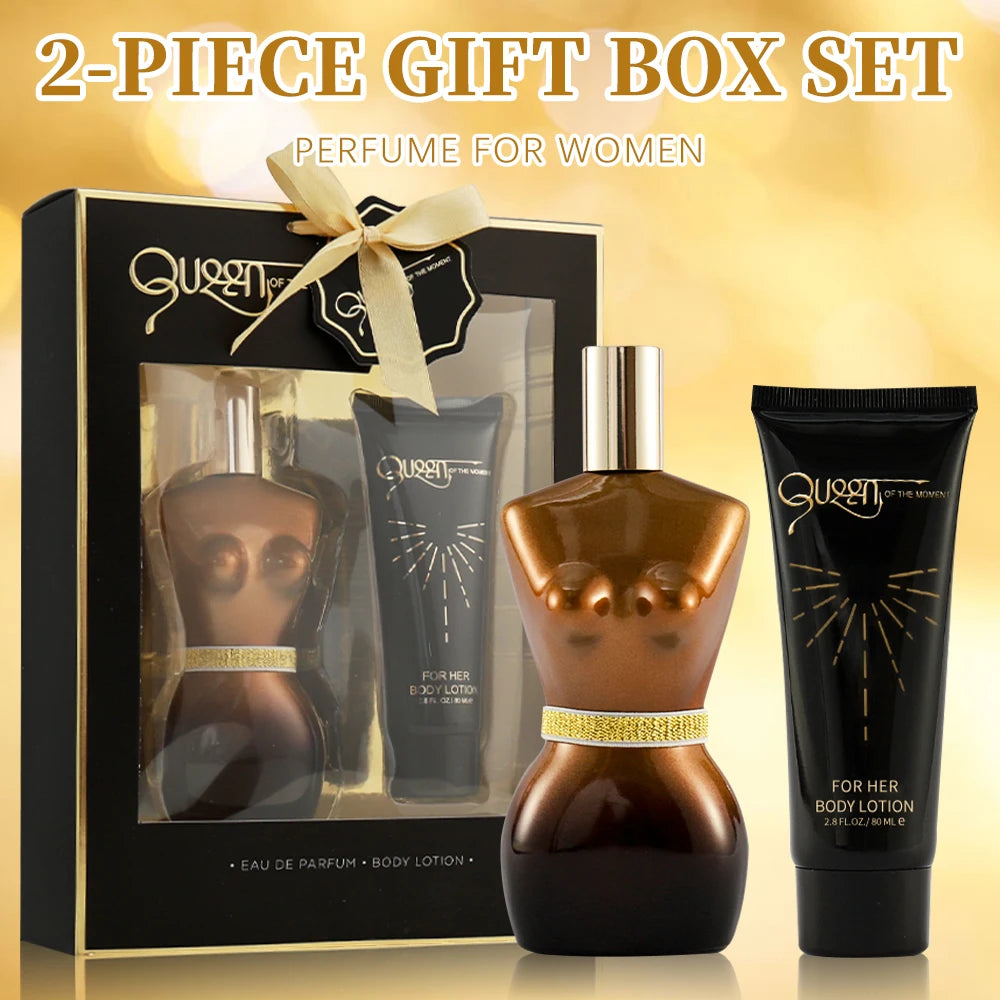 Women's Fragrance Sets 3.4fl.oz Eau de Parfum Spray EDP and 2.8fl.oz Body Lotion Large Set Queen of the Moment 2 Pcs Gift